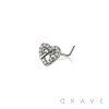 CZ HEART RIBBON 316L SURGICAL STEEL L-SHAPE NOSE RING